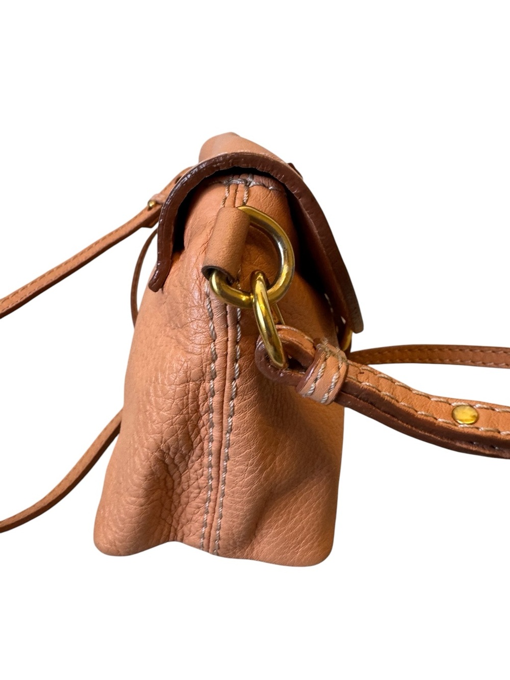 Chloe Apricot Pink Tan Brown  Leather Mini Marcie Crossbody Pouchette Bag Auth - Picture 5 of 14